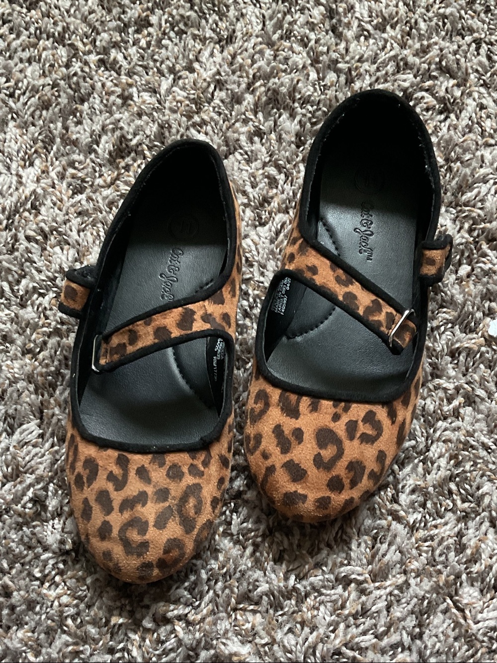 Kids Leopard Print Mary Jane Flats - Brown